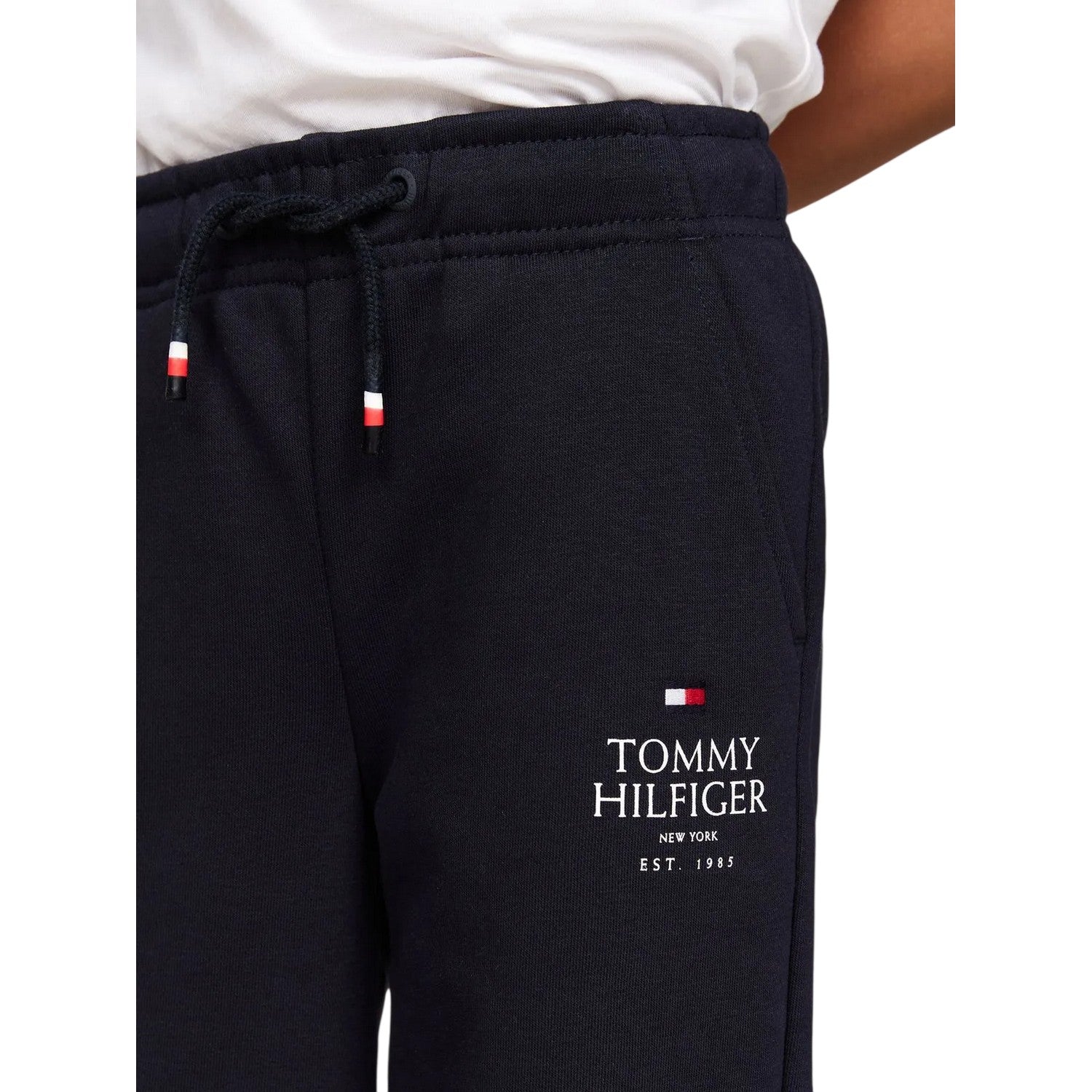 Navy - Side - Tommy Hilfiger Childrens-Kids Essential Embroidered Logo Joggers