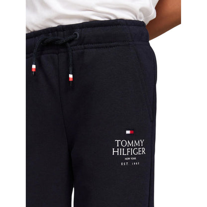 Navy - Side - Tommy Hilfiger Childrens-Kids Essential Embroidered Logo Joggers
