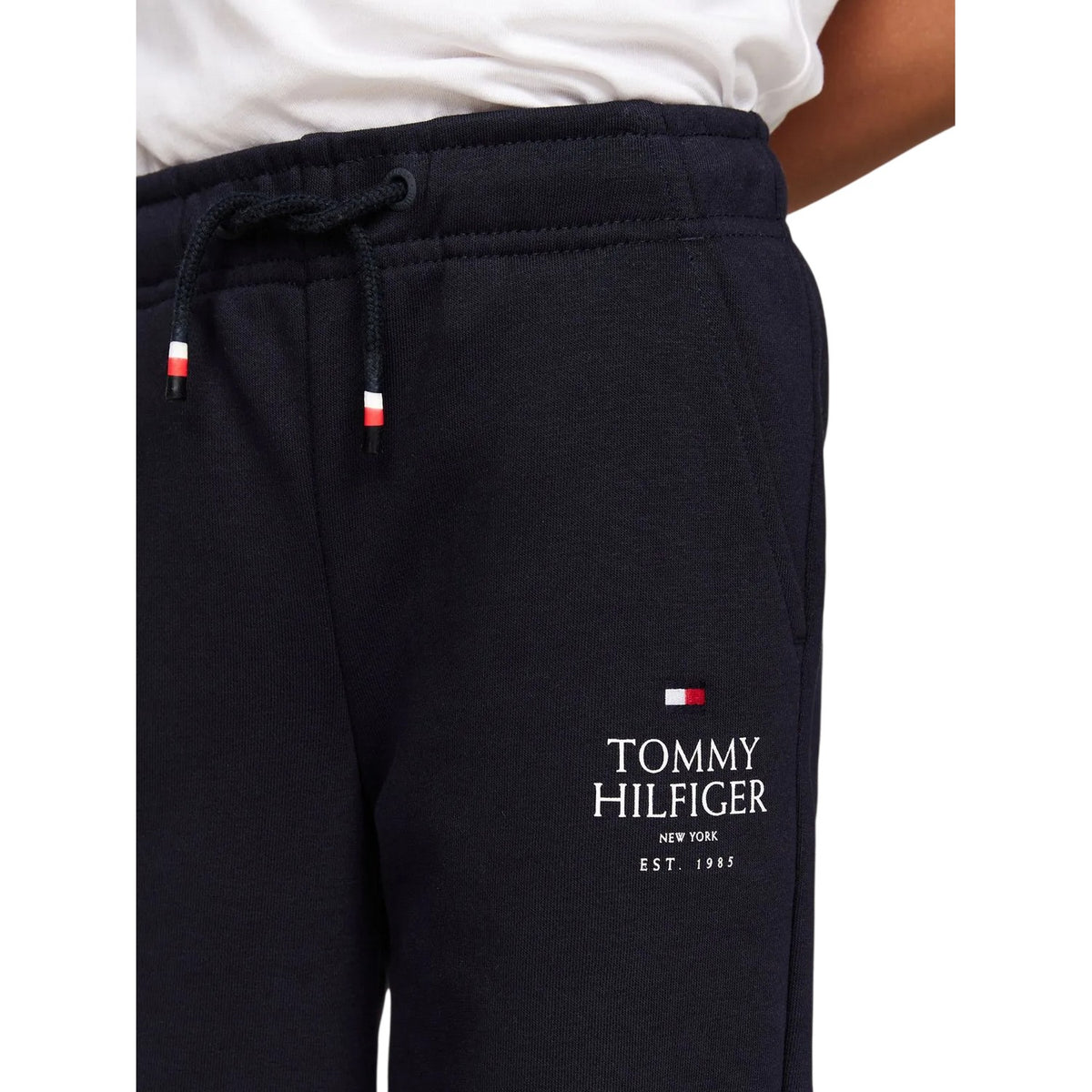 Navy - Side - Tommy Hilfiger Childrens-Kids Essential Embroidered Logo Joggers