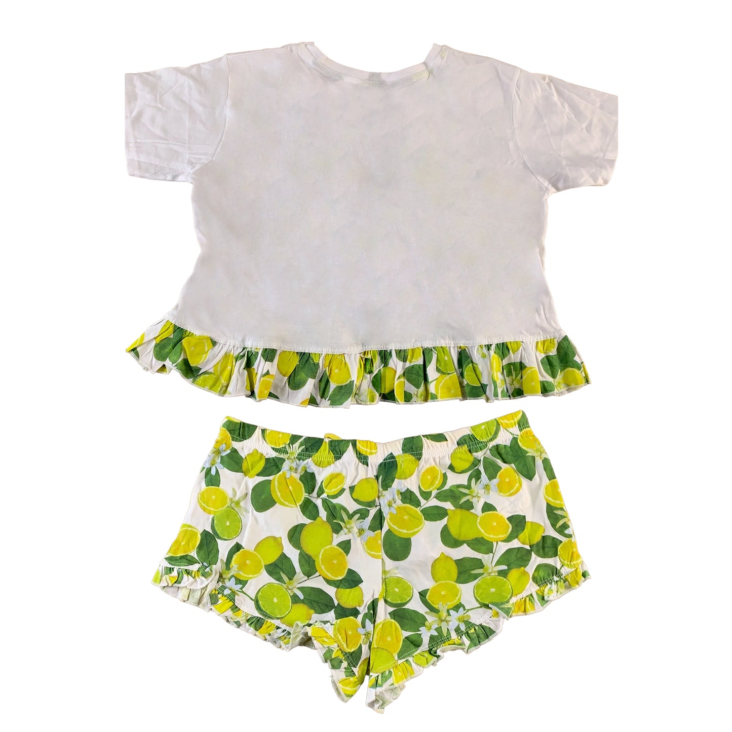 White-Yellow - Back - Brave Soul Womens-Ladies Lemon Short Pyjama Set