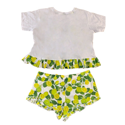 White-Yellow - Back - Brave Soul Womens-Ladies Lemon Short Pyjama Set