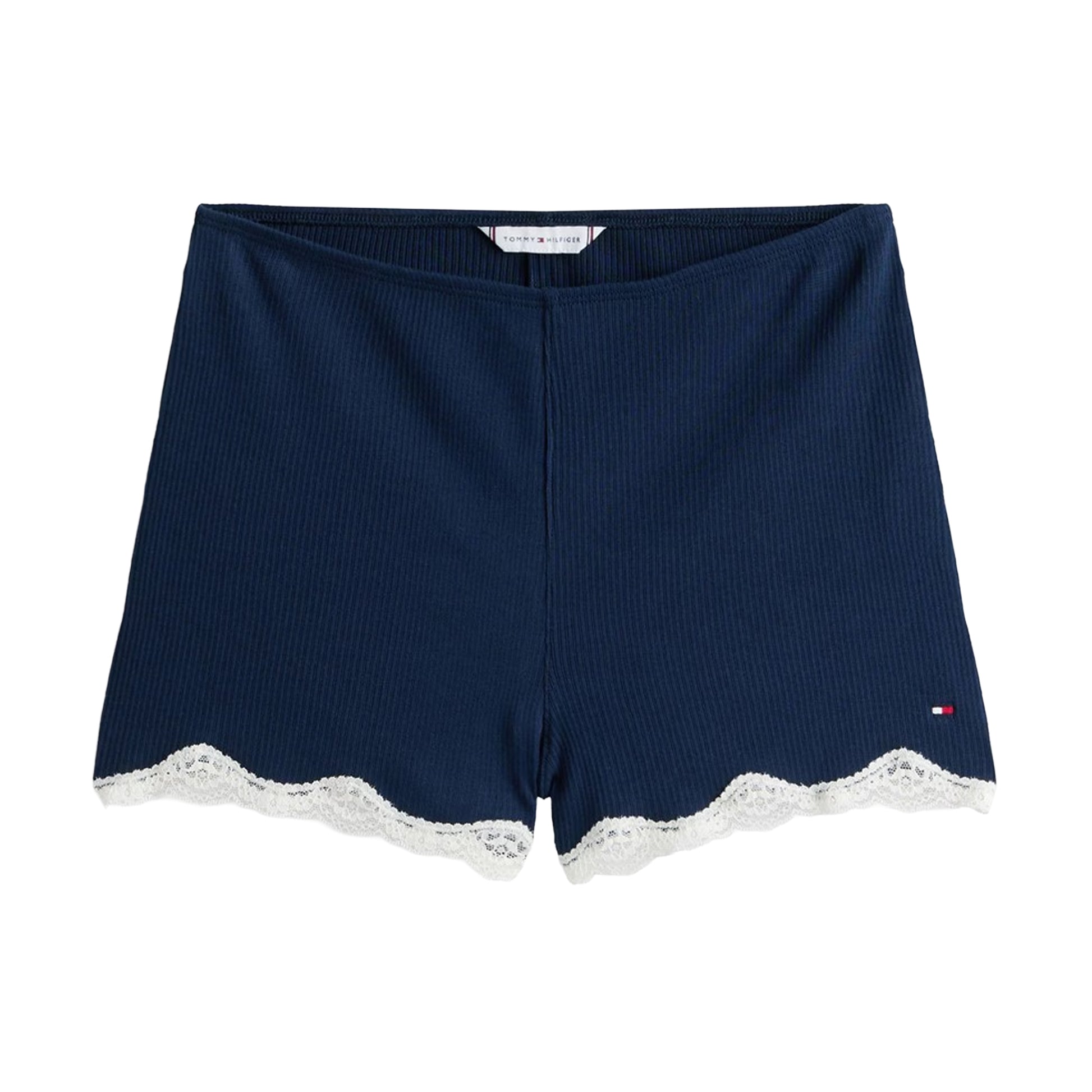 Dark Navy - Back - Tommy Hilfiger Womens-Ladies Lace Square Neck Cami Short Pyjama Set