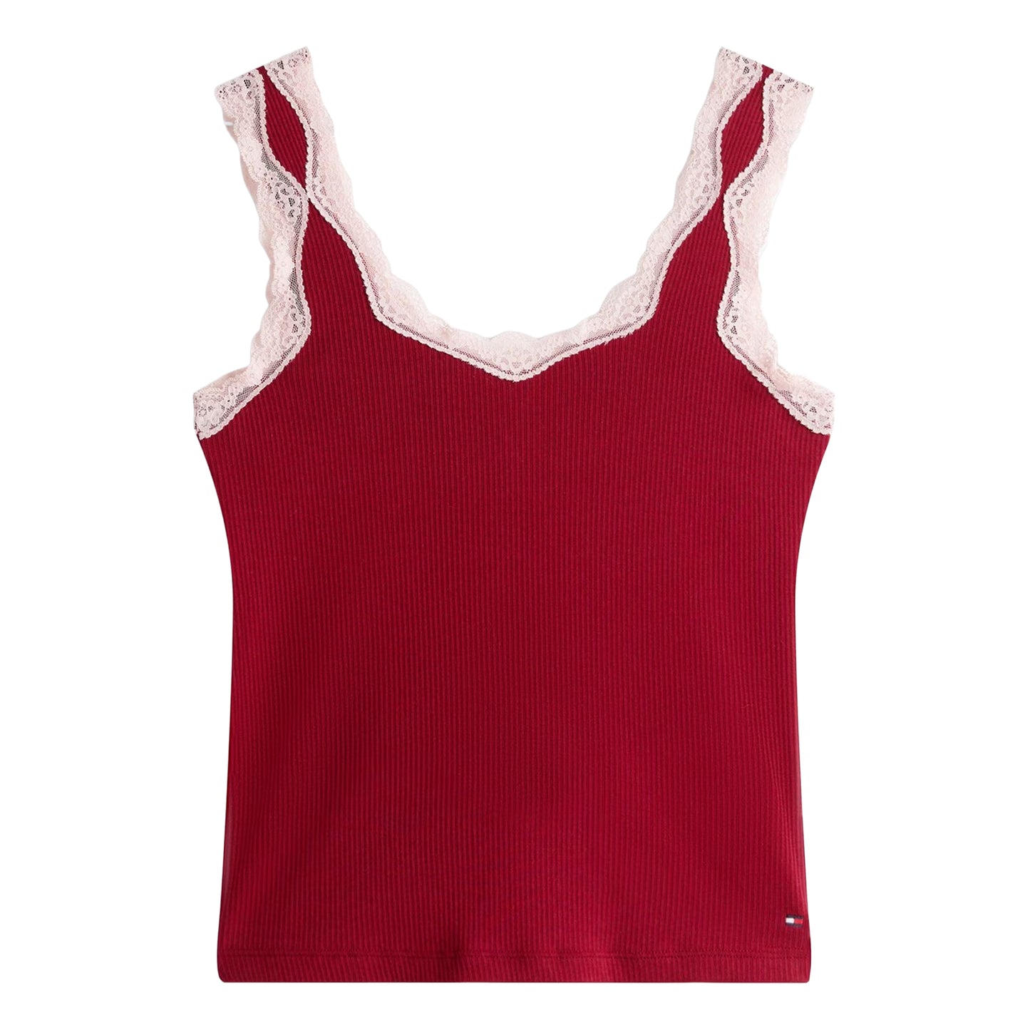 Rouge - Front - Tommy Hilfiger Womens-Ladies Lace Square Neck Cami Short Pyjama Set