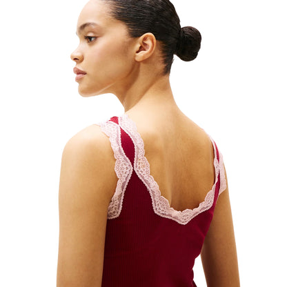 Rouge - Pack Shot - Tommy Hilfiger Womens-Ladies Lace Square Neck Cami Short Pyjama Set