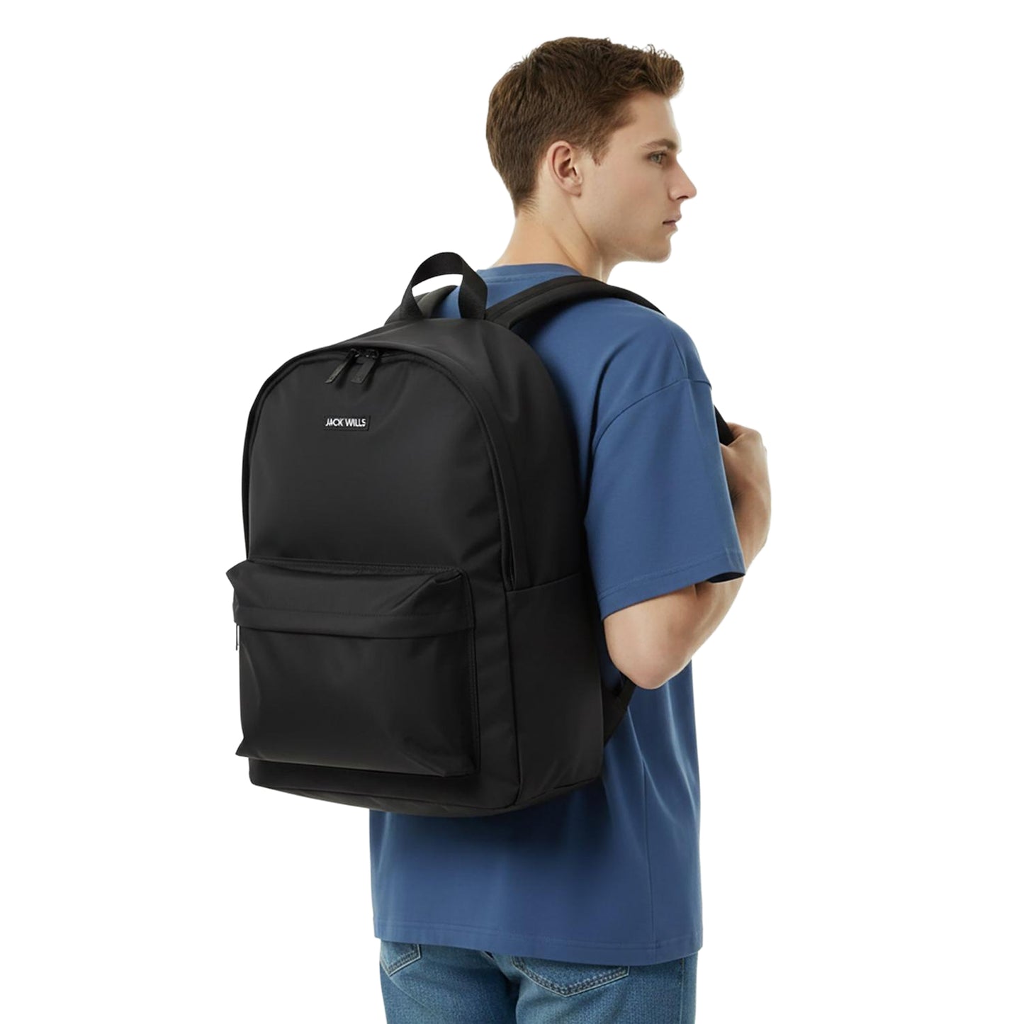 Black - Back - Jack Wills Classic Logo Backpack