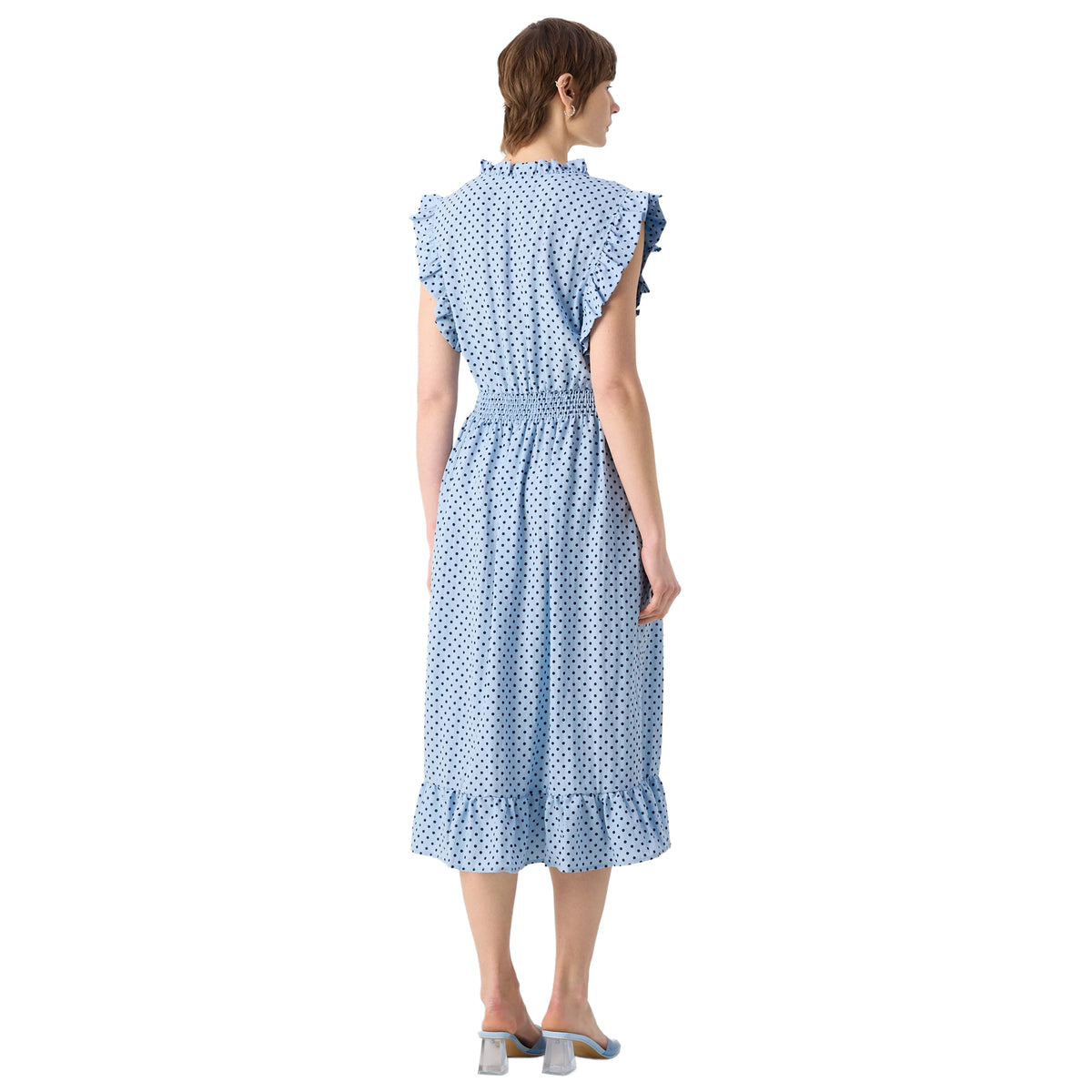 Blue - Side - Lollys Laundry Womens-Ladies Polka Dot Midi Dress