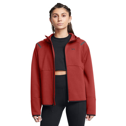 Orange - Side - Under Armour Womens-Ladies Unstoppable Two Tone Sweat Jacket