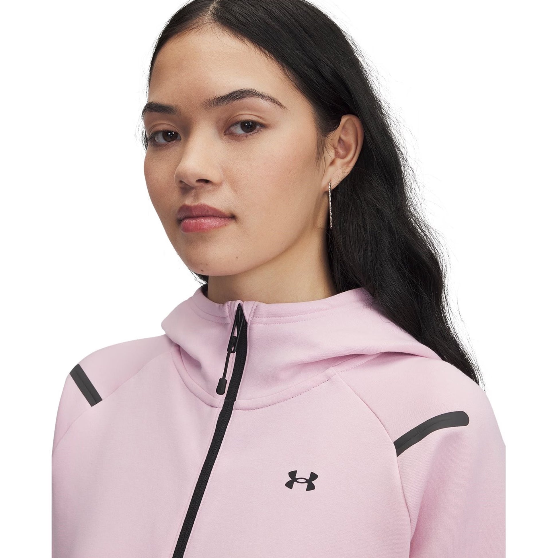Pink - Pack Shot - Under Armour Womens-Ladies Unstoppable Two Tone Sweat Jacket