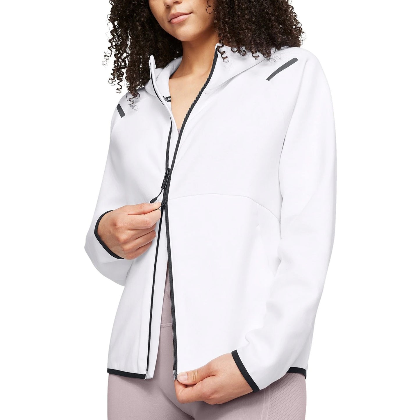 White - Pack Shot - Under Armour Womens-Ladies Unstoppable Two Tone Sweat Jacket