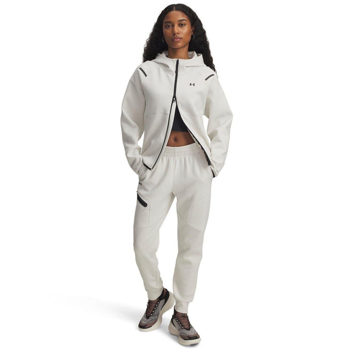 Off White - Lifestyle - Under Armour Womens-Ladies Unstoppable Two Tone Sweat Jacket