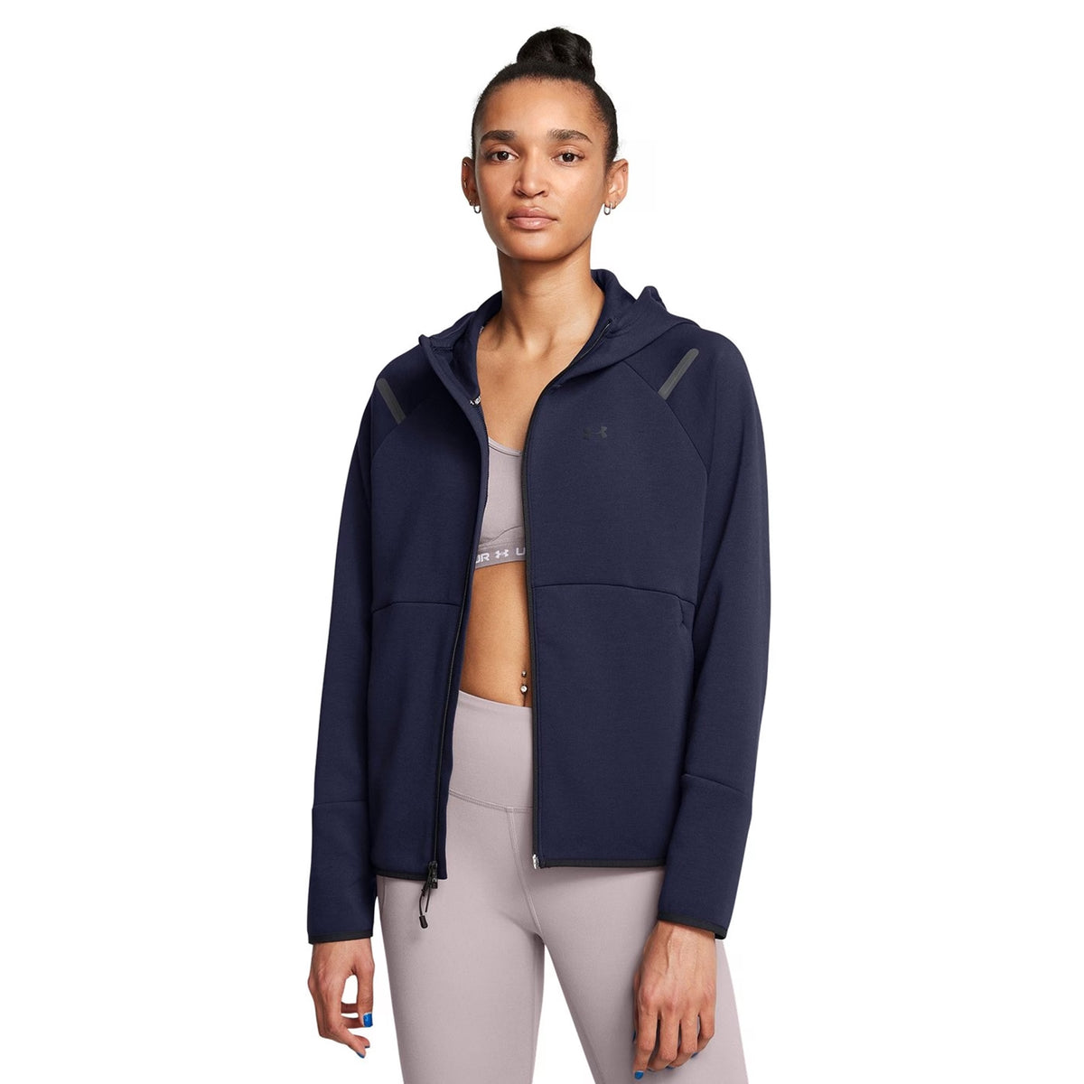 Blue - Side - Under Armour Womens-Ladies Unstoppable Two Tone Sweat Jacket