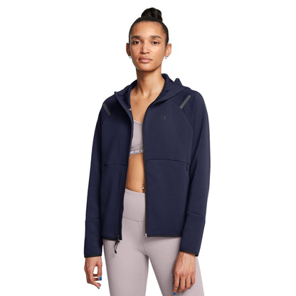 Blue - Side - Under Armour Womens-Ladies Unstoppable Two Tone Sweat Jacket