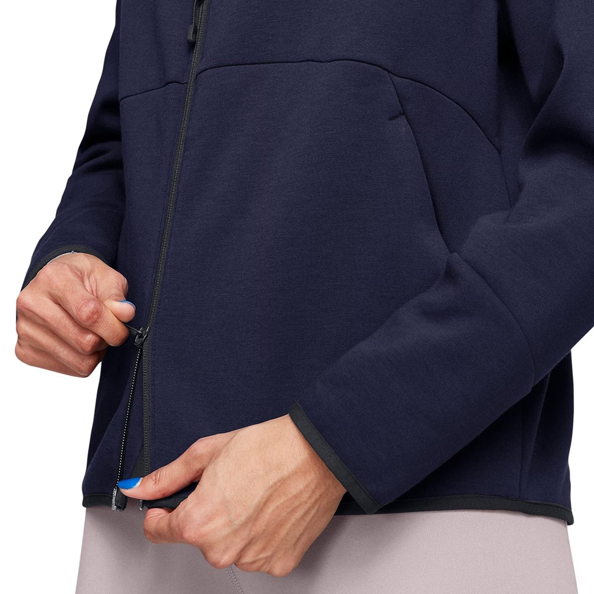 Blue - Pack Shot - Under Armour Womens-Ladies Unstoppable Two Tone Sweat Jacket