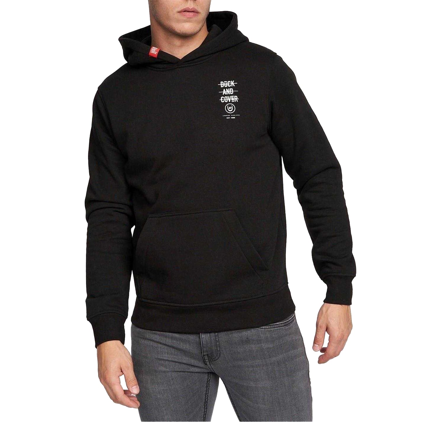 Black - Lifestyle - Duck and Cover Mens Cotton Blend Logo Hoodie