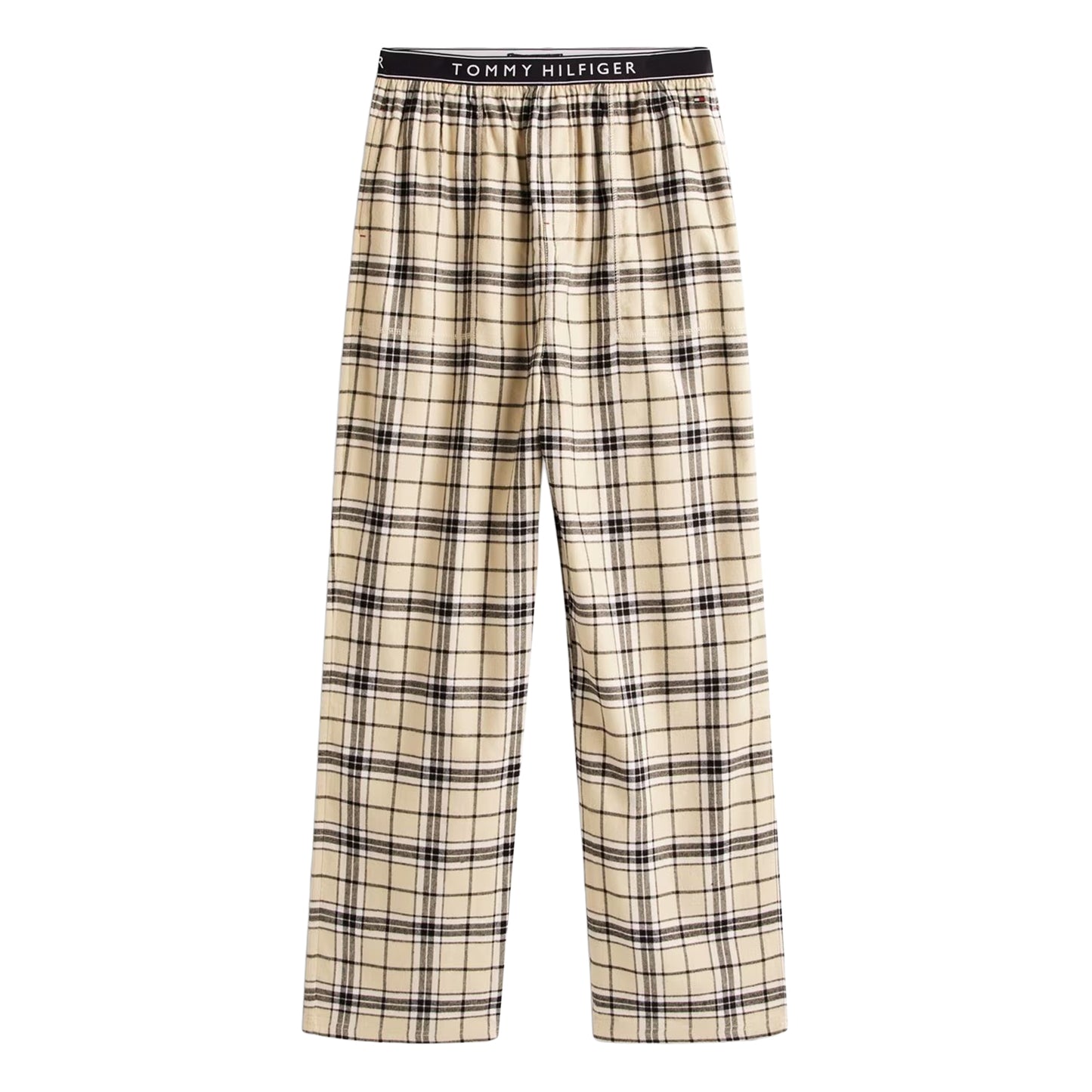 Cream-Tartan - Back - Tommy Hilfiger Mens Waffle Knit Crew Neck Long Pyjama Set