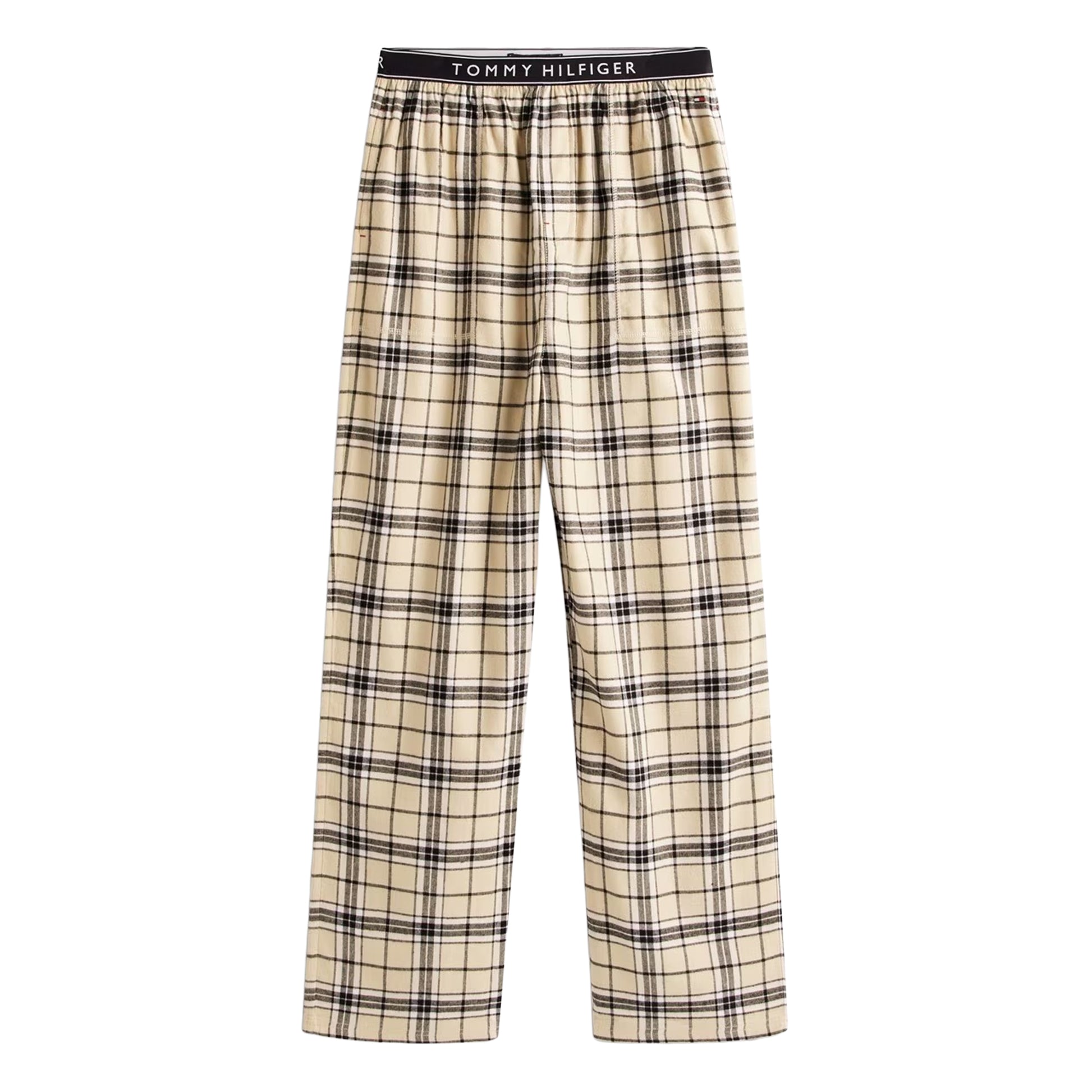 Cream-Tartan - Back - Tommy Hilfiger Mens Waffle Knit Crew Neck Long Pyjama Set