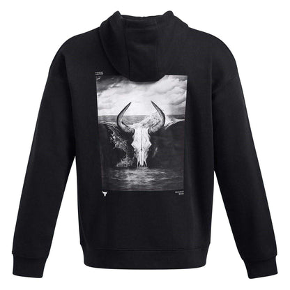 Black-White - Back - Under Armour Mens Project Rock Hoodie