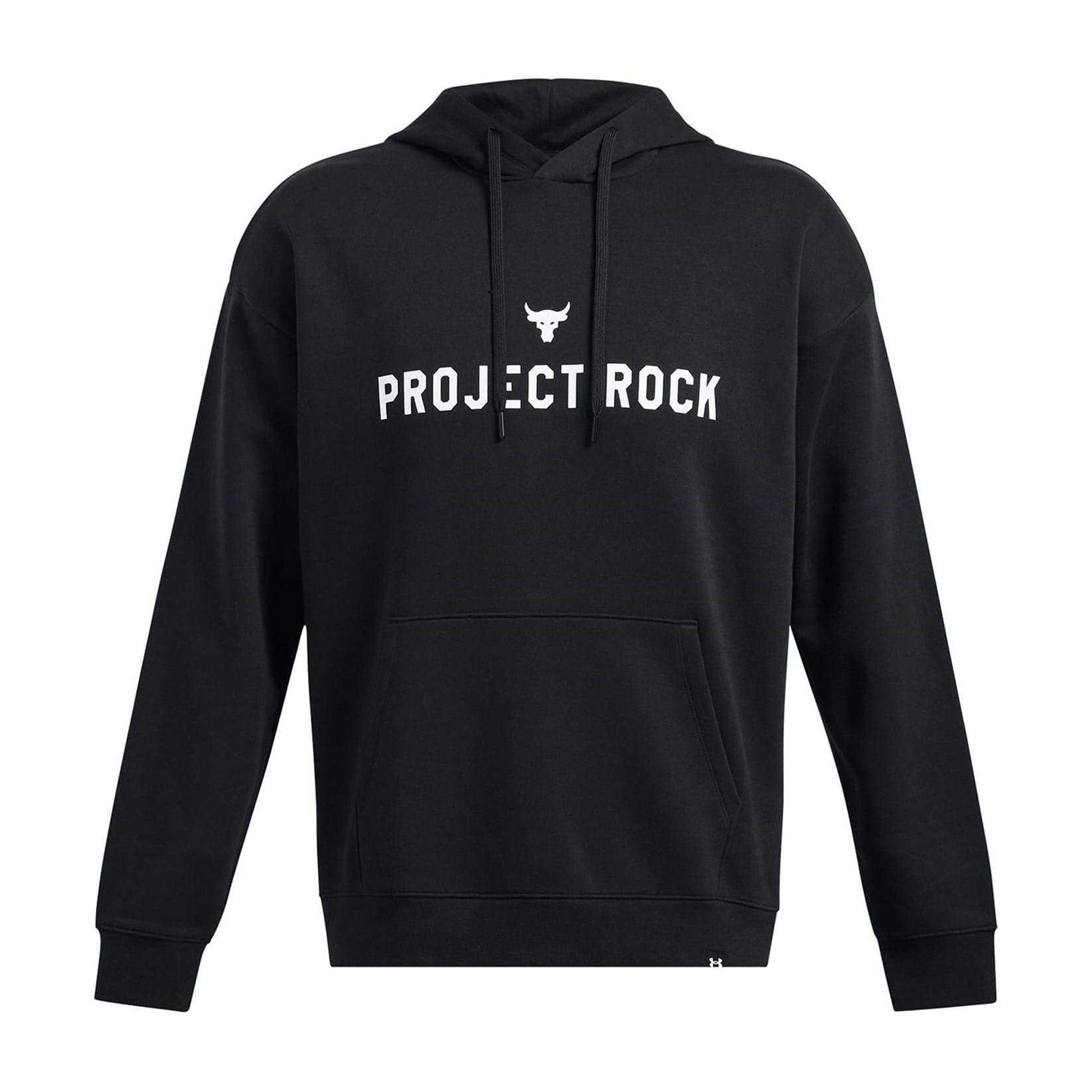 Black-White - Front - Under Armour Mens Project Rock Hoodie
