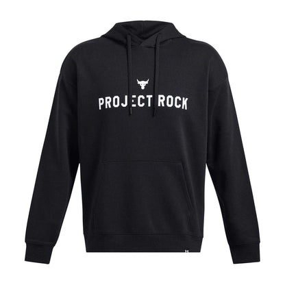 Black-White - Front - Under Armour Mens Project Rock Hoodie