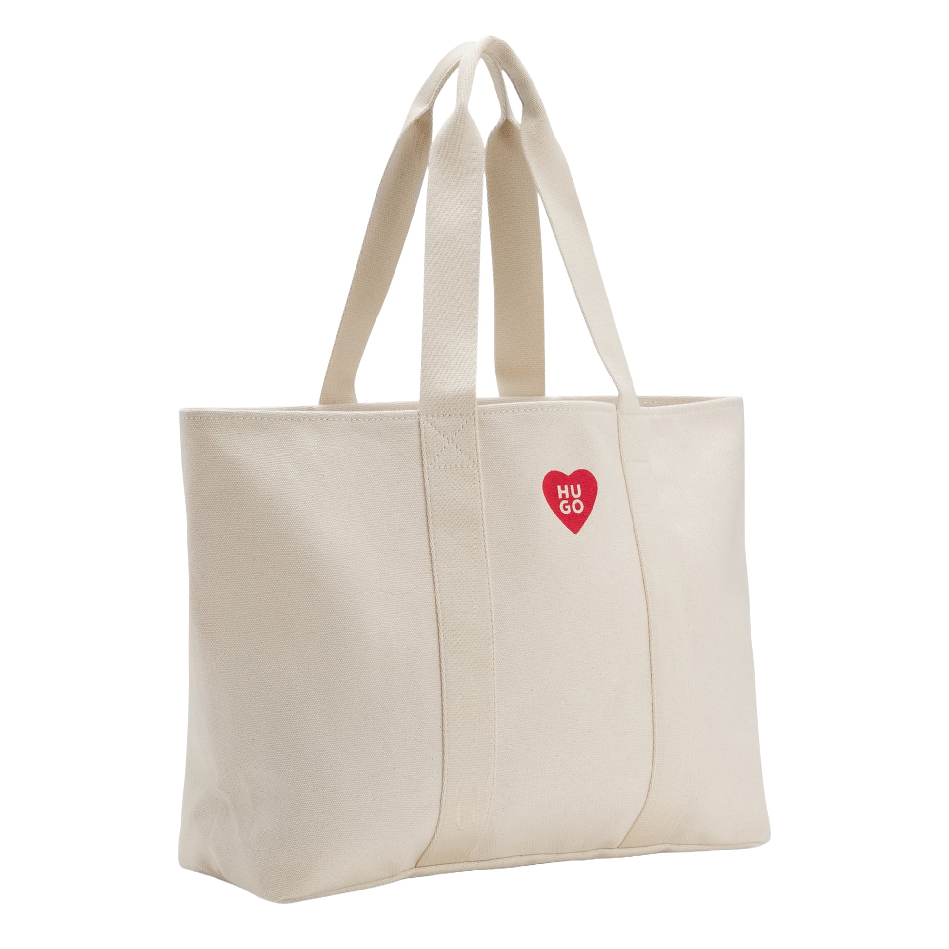 White - Side - Hugo Becky Heart Canvas Everyday Tote Bag