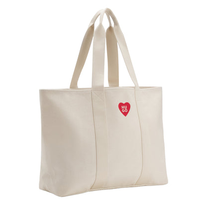 White - Side - Hugo Becky Heart Canvas Everyday Tote Bag