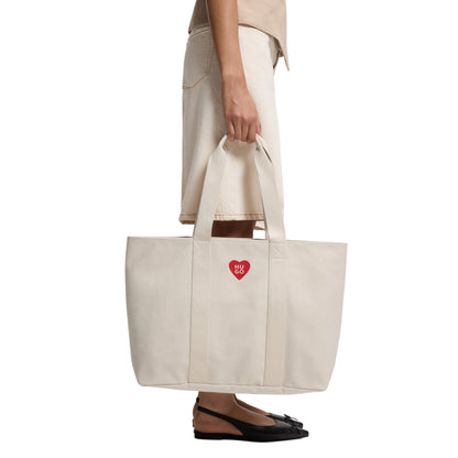 White - Lifestyle - Hugo Becky Heart Canvas Everyday Tote Bag