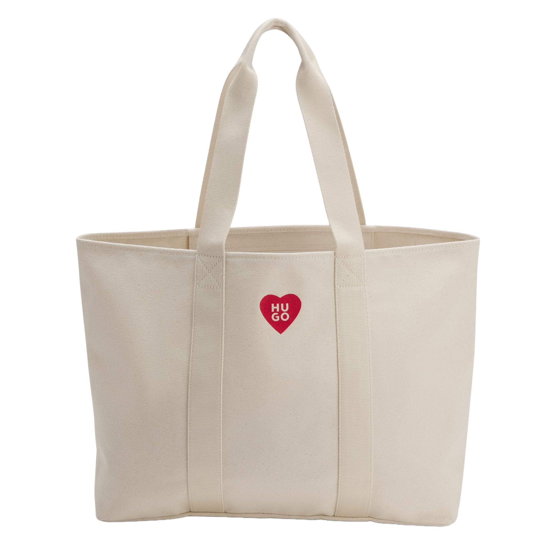 White - Front - Hugo Becky Heart Canvas Everyday Tote Bag