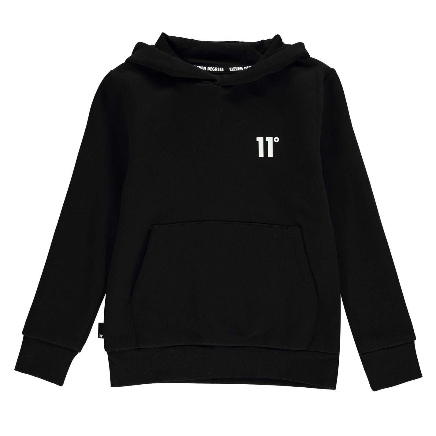 Black - Front - 11 Degrees Childrens-Kids Oth Hoodie