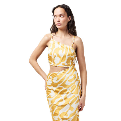 Mustard Print - Side - AX Paris Womens-Ladies Polyester Asymmetric Cut Out Party Midi Dress