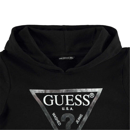 Black - Side - Guess Childrens-Kids Logo Cotton Hoodie