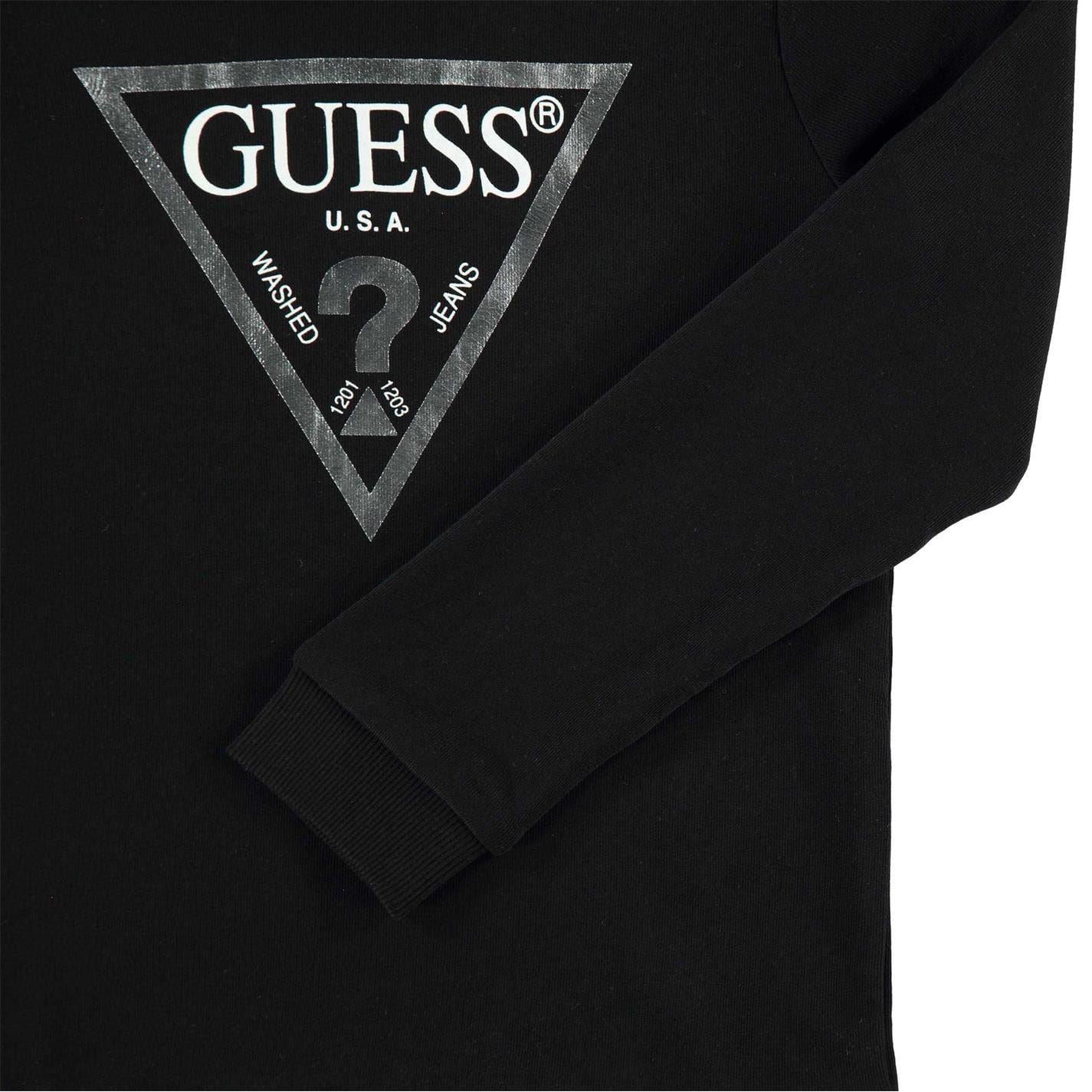 Black - Lifestyle - Guess Childrens-Kids Logo Cotton Hoodie