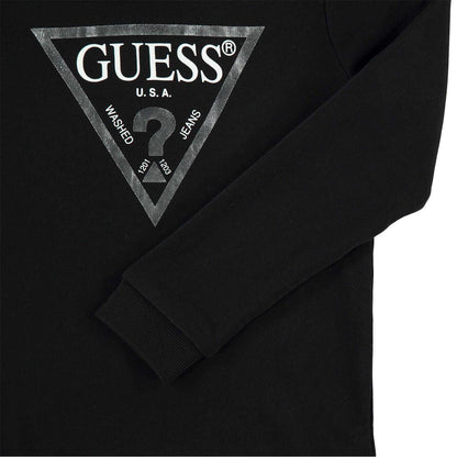 Black - Lifestyle - Guess Childrens-Kids Logo Cotton Hoodie