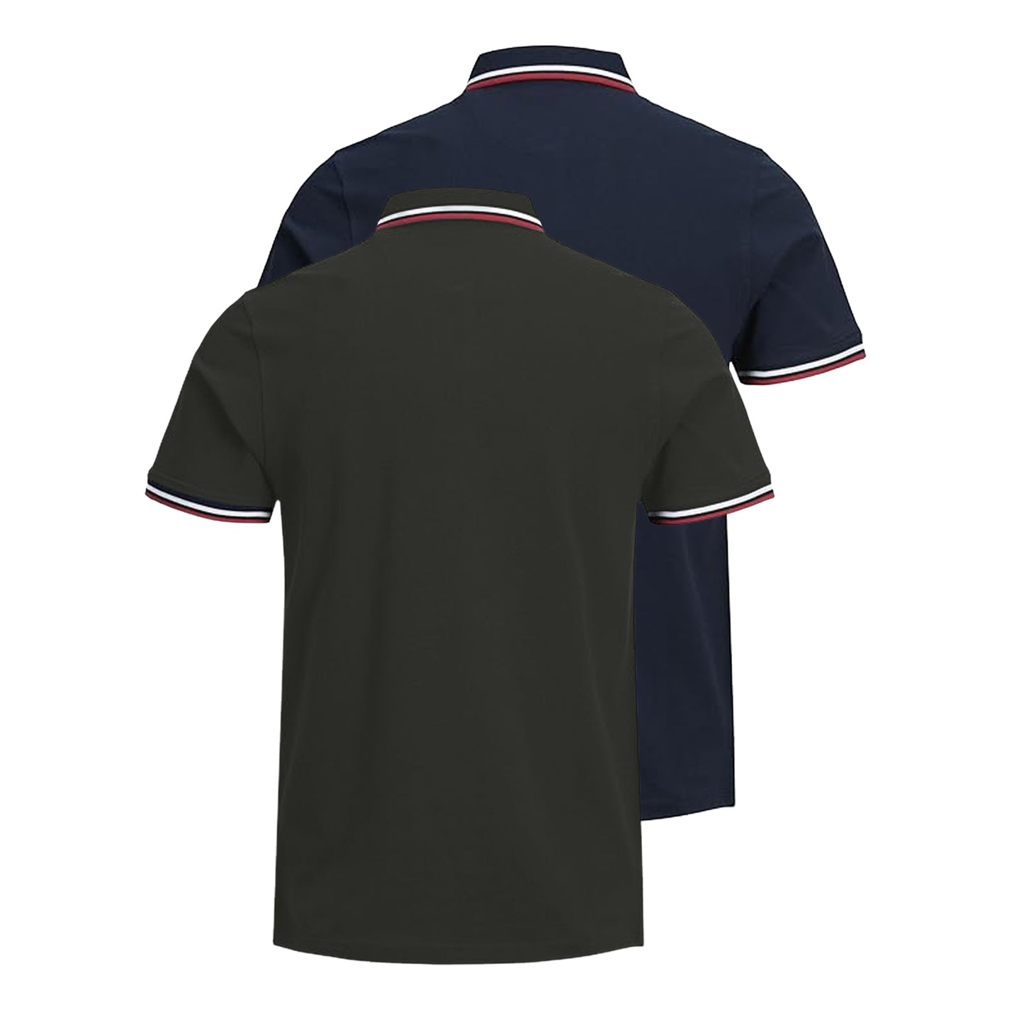 Navy-Forest - Back - Jack And Jones Mens Paulos Collared Polo Shirt (Pack of 2)