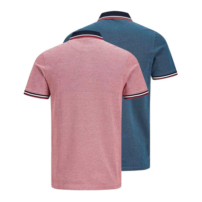 Rio Red-Denim - Back - Jack And Jones Mens Paulos Collared Polo Shirt (Pack of 2)