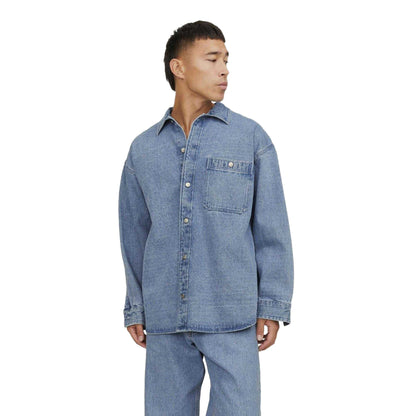 Blue - Back - Jack And Jones Mens Denim Pocket Overshirt