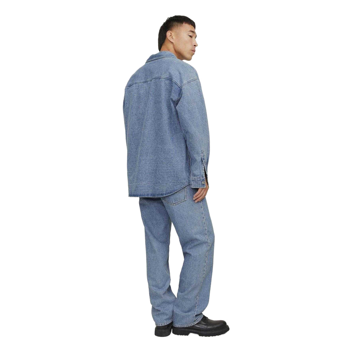 Blue - Side - Jack And Jones Mens Denim Pocket Overshirt