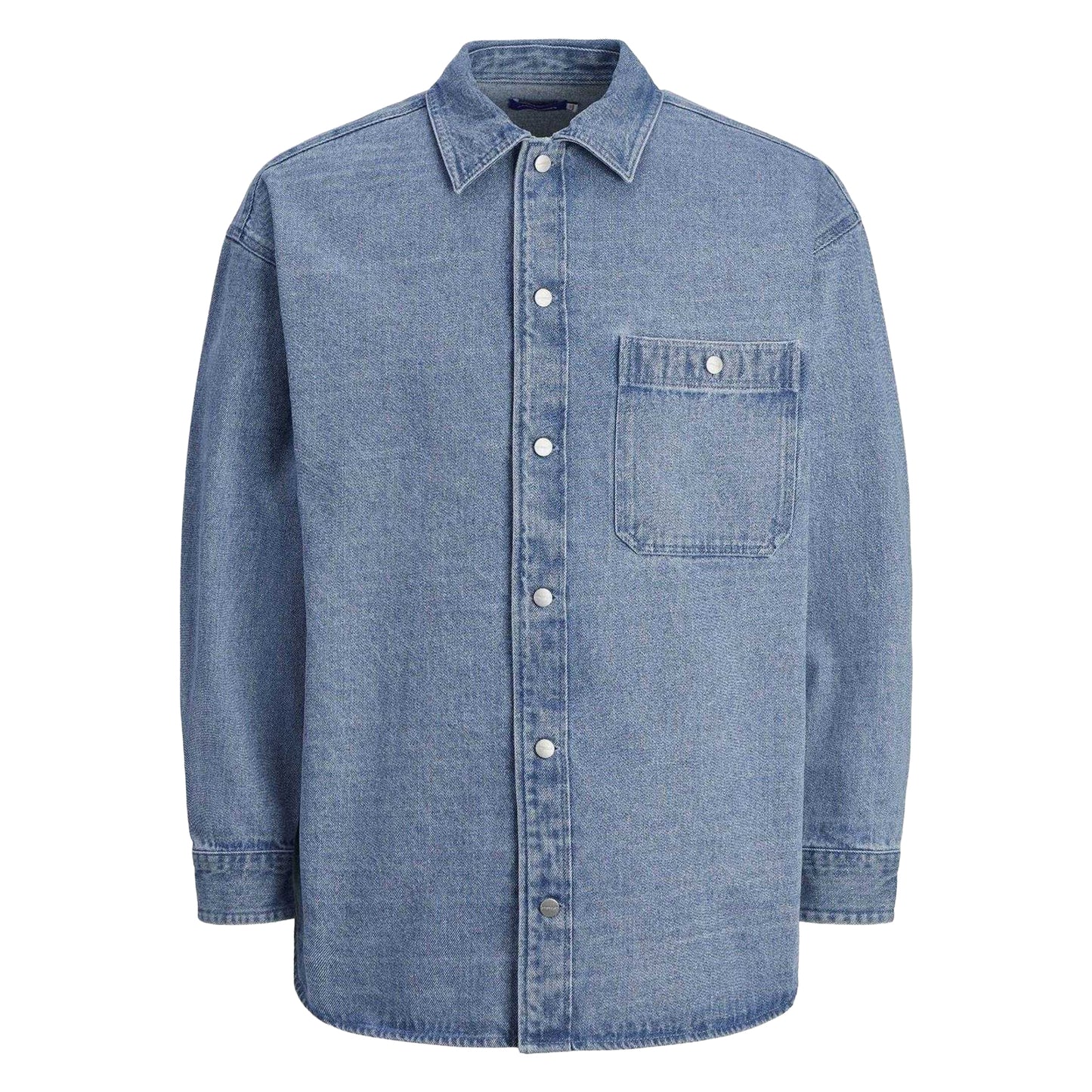 Blue - Front - Jack And Jones Mens Denim Pocket Overshirt