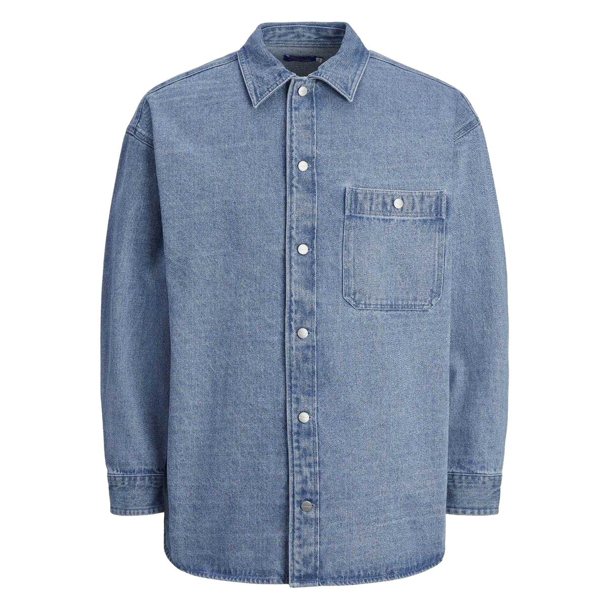 Blue - Front - Jack And Jones Mens Denim Pocket Overshirt