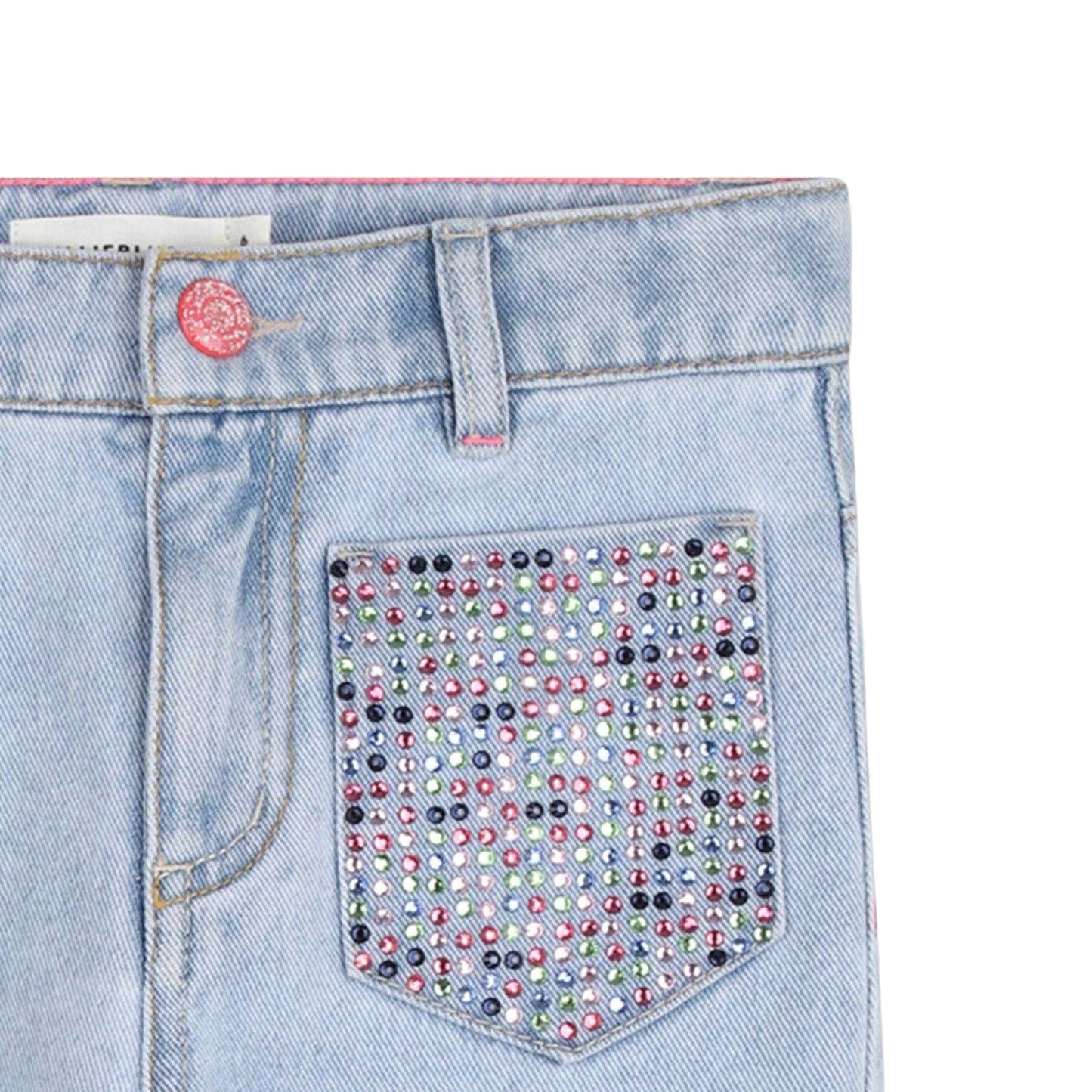 Blue - Side - Billieblush Girls Denim Straight Leg Jeans