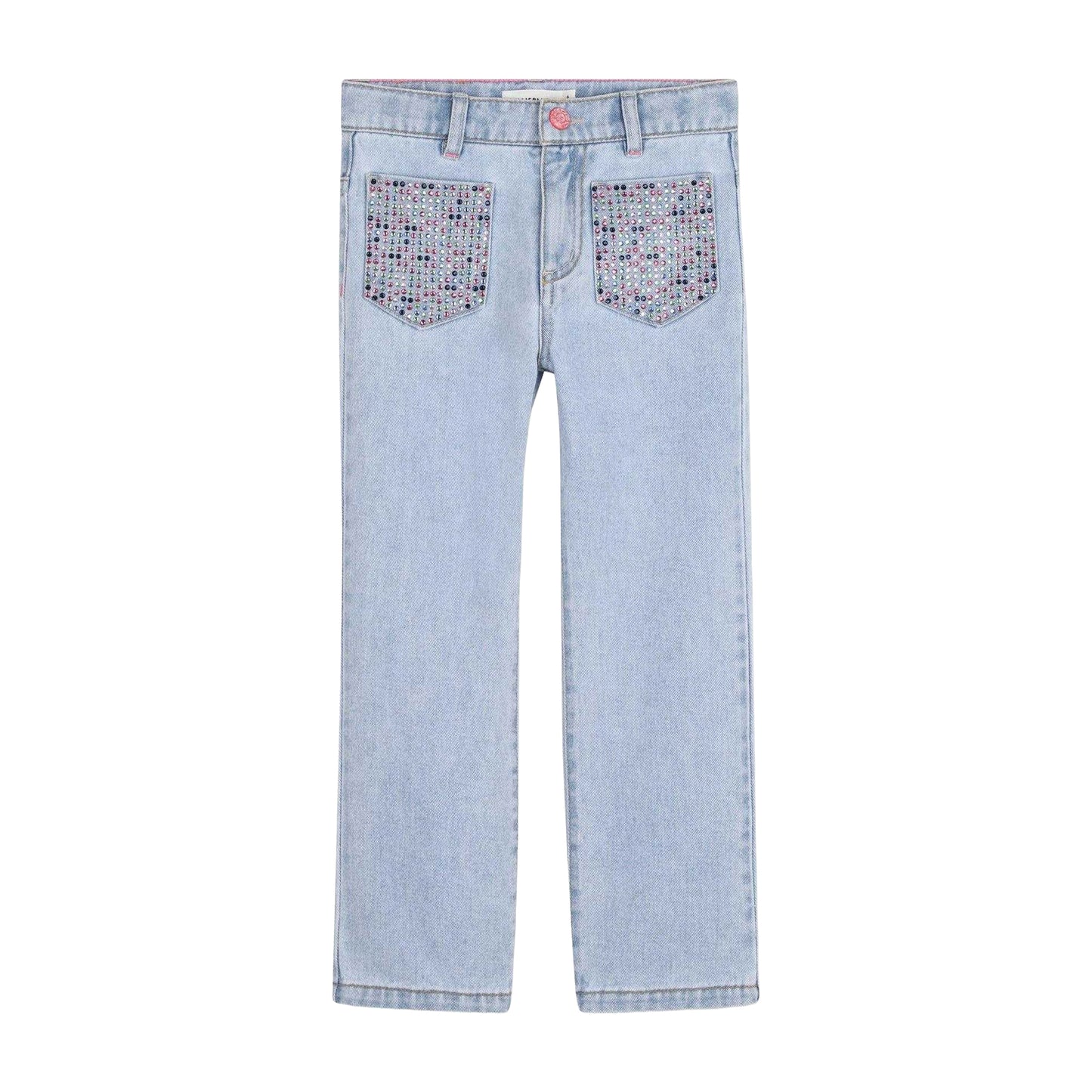 Blue - Front - Billieblush Girls Denim Straight Leg Jeans