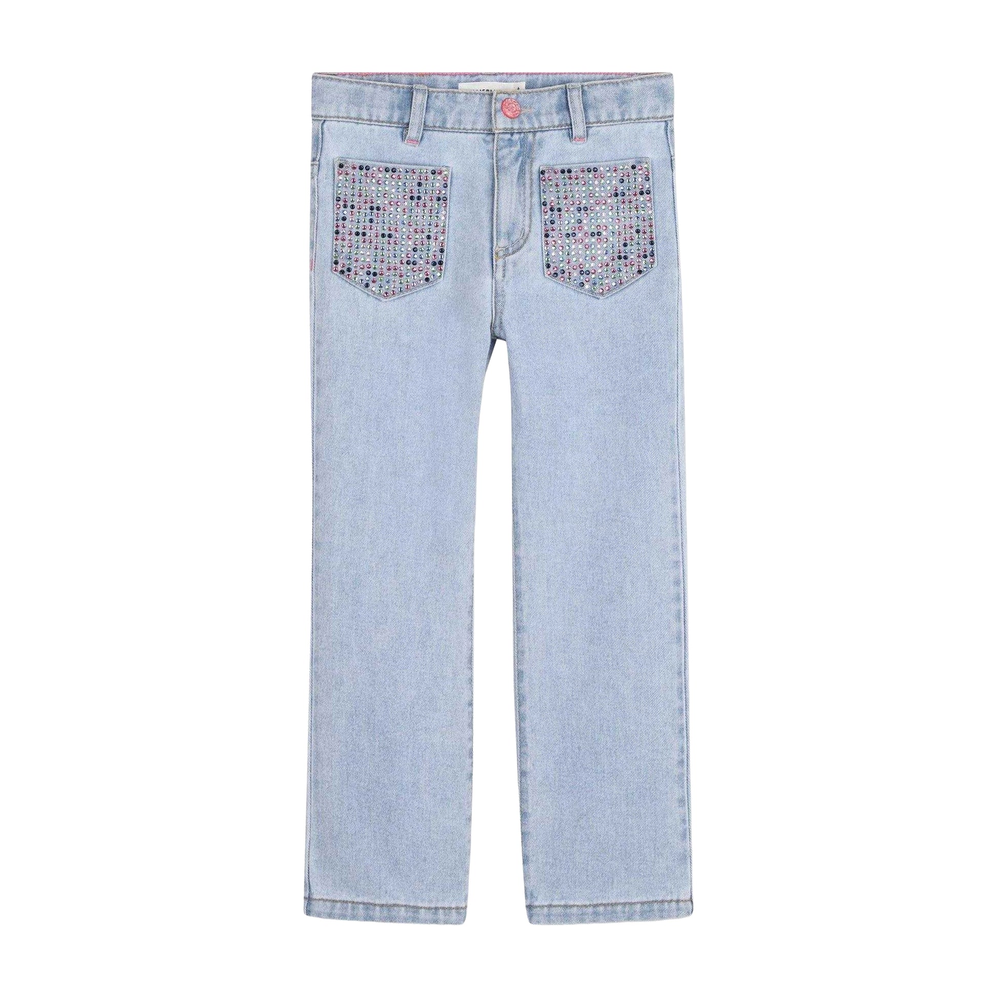 Blue - Front - Billieblush Girls Denim Straight Leg Jeans