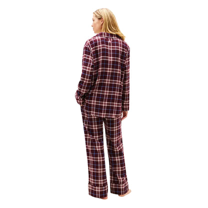 Burgundy - Side - Tommy Hilfiger Womens-Ladies Flannel Long Pyjama Set