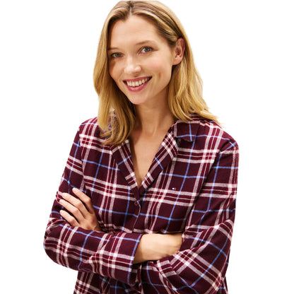 Burgundy - Lifestyle - Tommy Hilfiger Womens-Ladies Flannel Long Pyjama Set