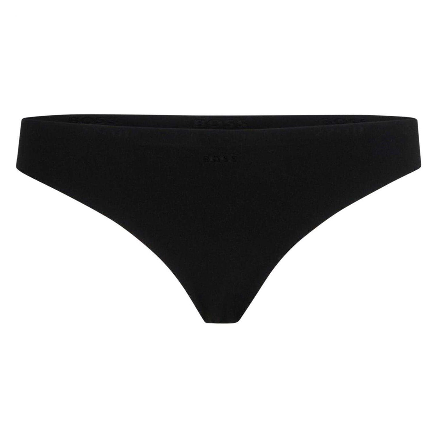 Black - Front - Boss Womens-Ladies Flocked Laser Cut Laser Cut Thong