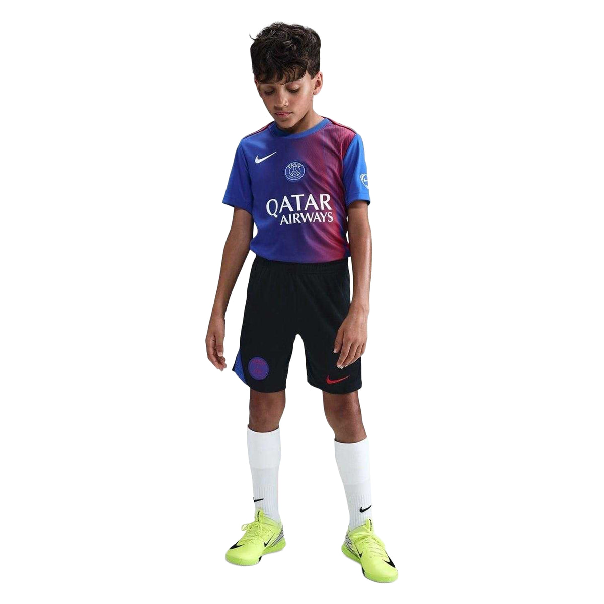 Black-Blue - Side - Nike Childrens-Kids Strike Paris Saint Germain FC Football Shorts