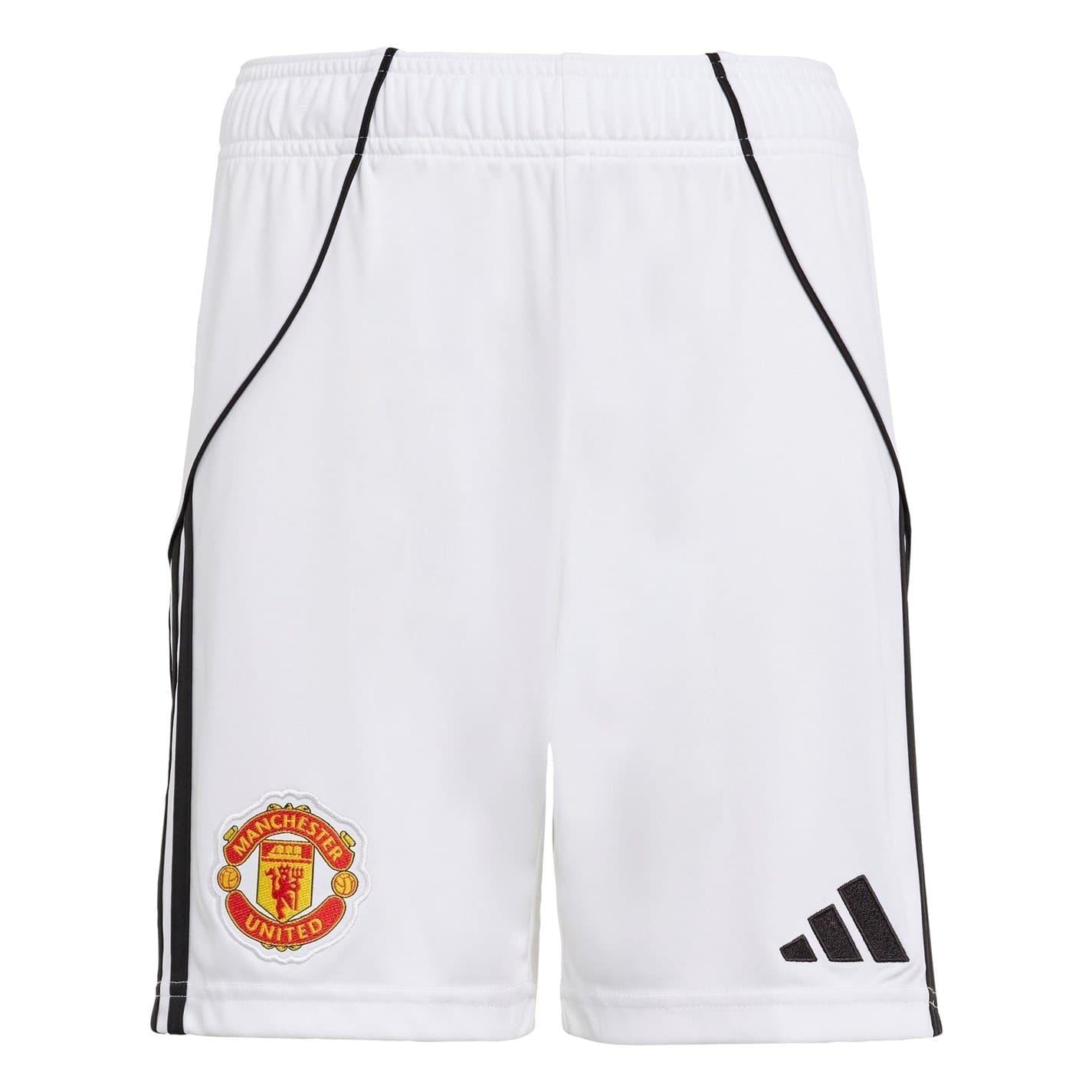 White - Front - Adidas Childrens-Kids 2025-2026 Manchester United FC Football Shorts