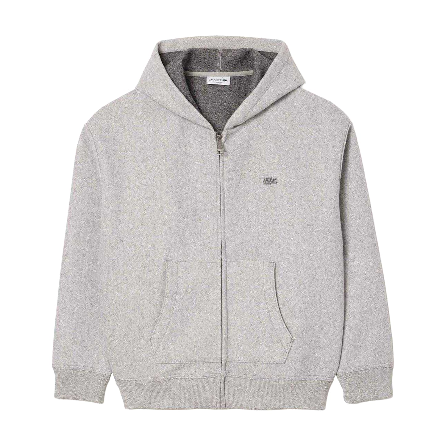 Grey - Front - Lacoste Mens Hooded Full Zip Hoodie