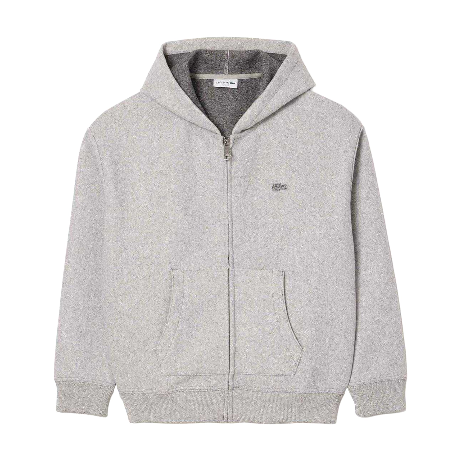 Grey - Front - Lacoste Mens Hooded Full Zip Hoodie