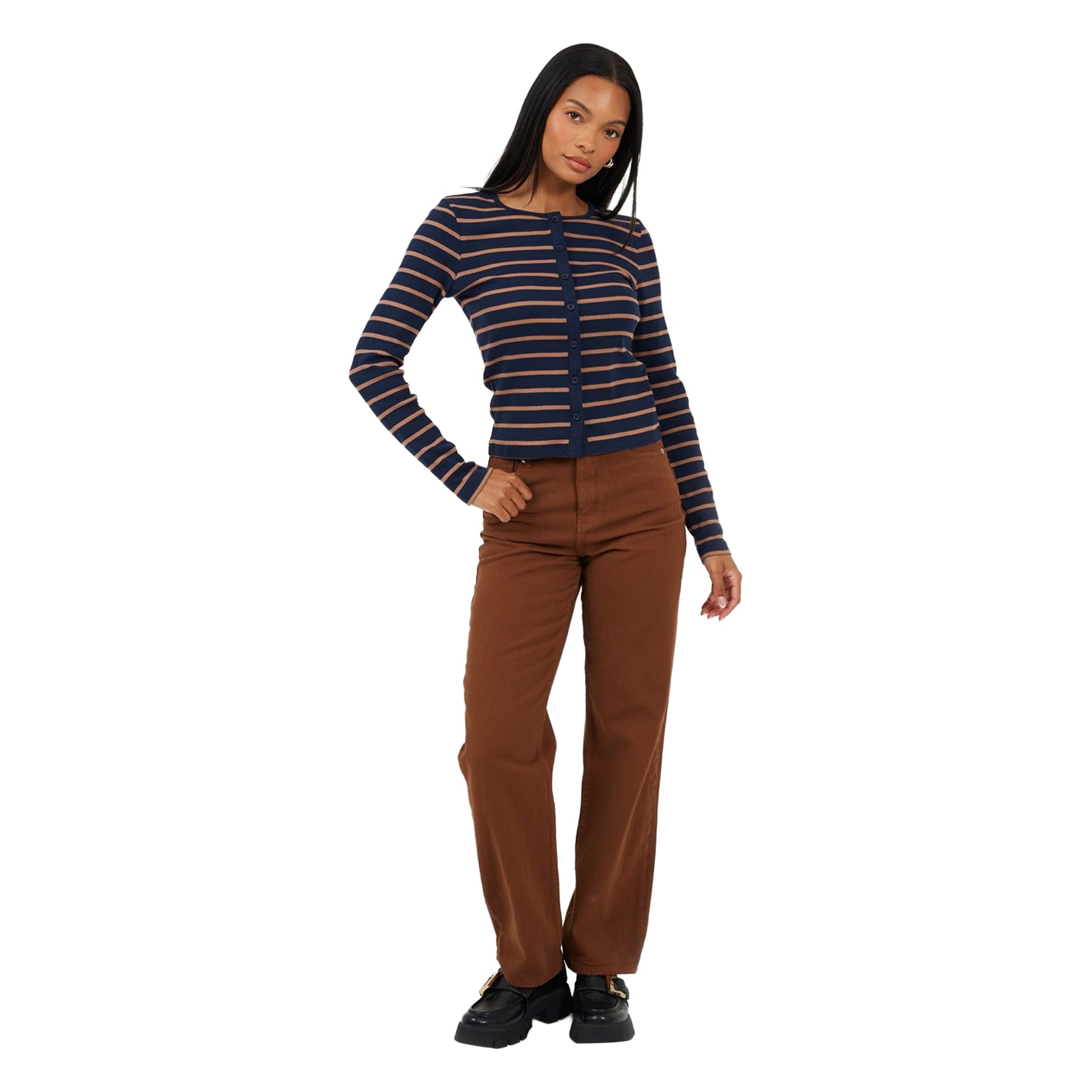 Pale Brown - Lifestyle - Brave Soul Womens-Ladies Para Mid Rise Straight Leg Jeans