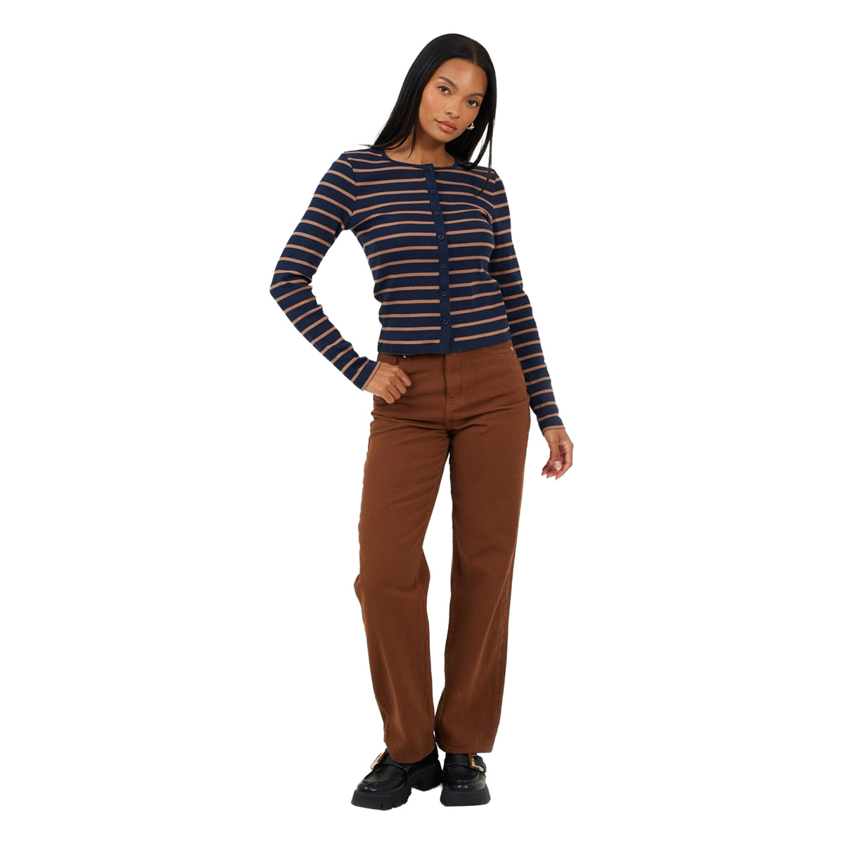 Pale Brown - Lifestyle - Brave Soul Womens-Ladies Para Mid Rise Straight Leg Jeans